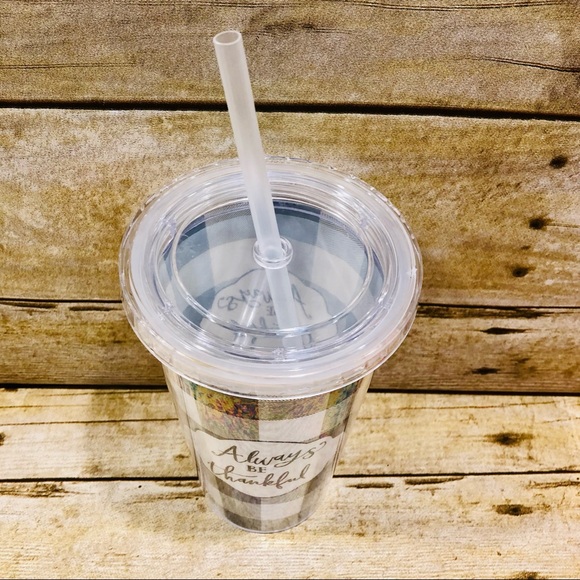 Hobby Lobby Holiday Harvest Doublewall Plastic Tumblers Lids Straw